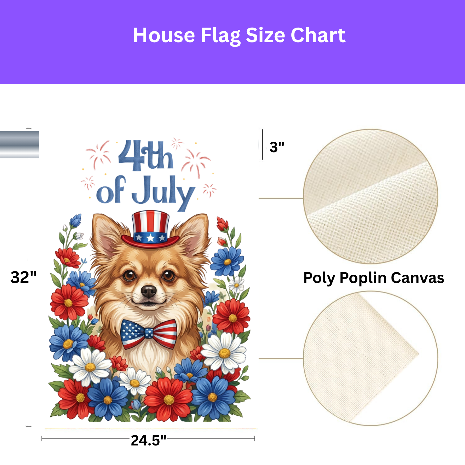 4th of July Long Hair Chihuahua Garden Flag