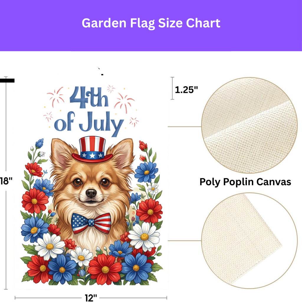 4th of July Long Hair Chihuahua Garden Flag