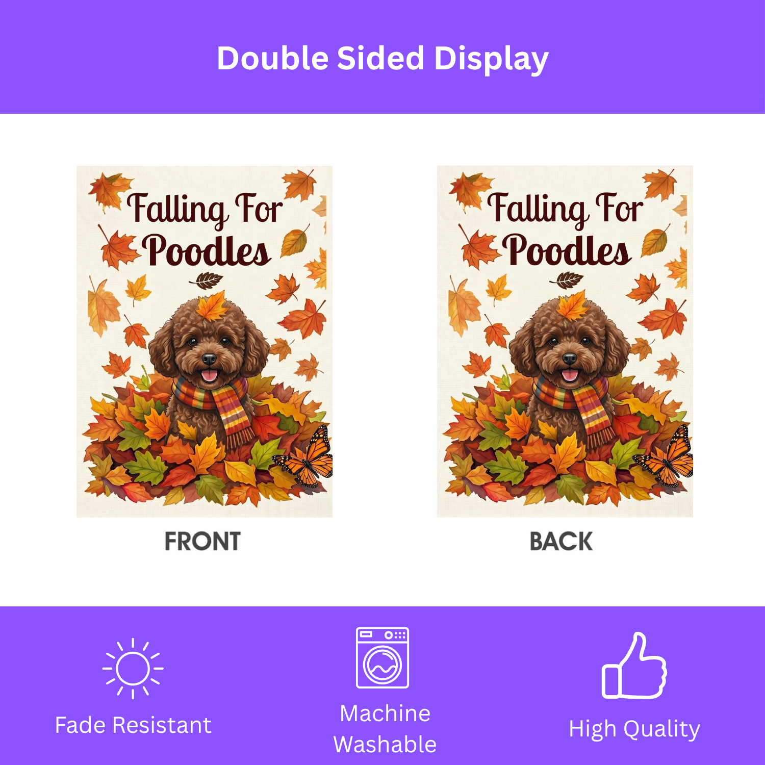 Falling For Poodles Autumn Garden Flag