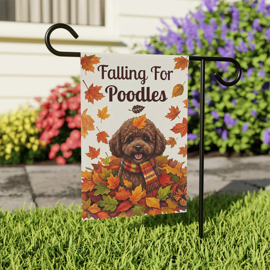Falling For Poodles Autumn Garden Flag