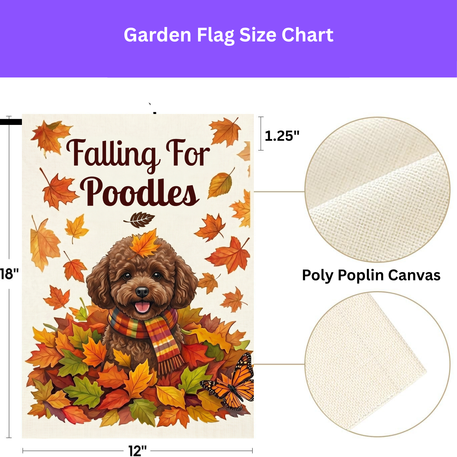 Falling For Poodles Autumn Garden Flag