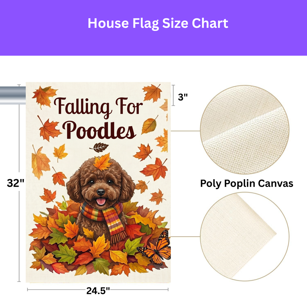 Falling For Poodles Autumn Garden Flag