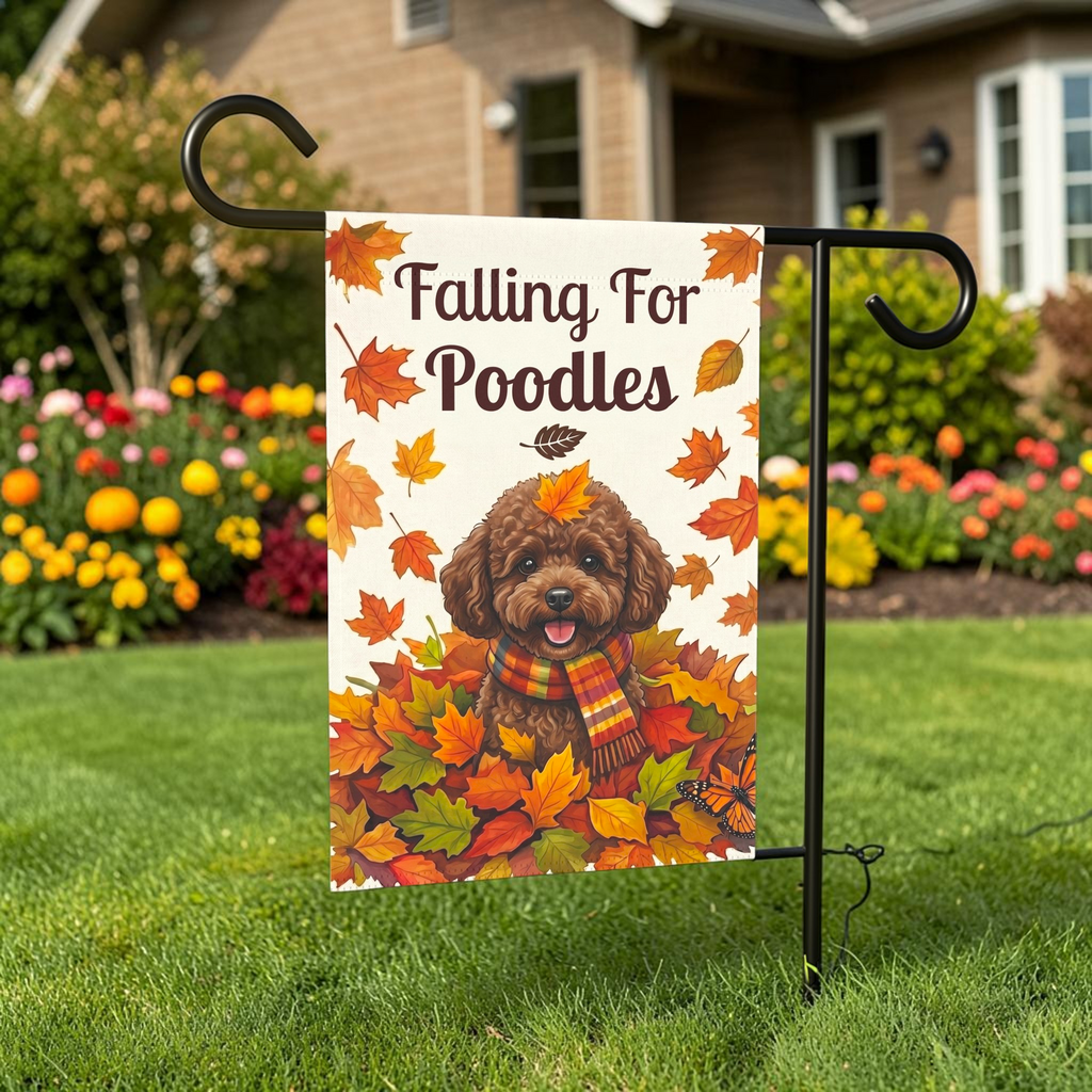 Falling For Poodles Autumn Garden Flag