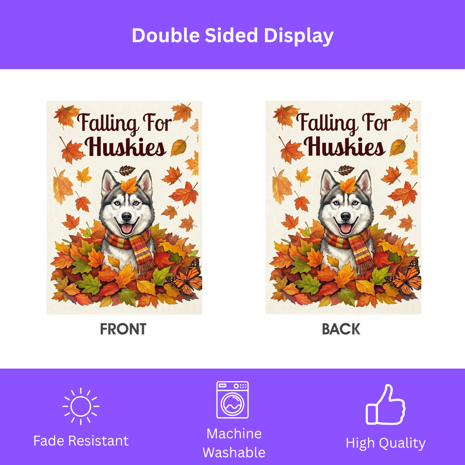 Falling for Huskies Siberian Husky Autumn Garden Flag