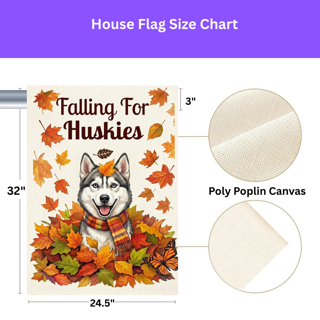 Falling for Huskies Siberian Husky Autumn Garden Flag
