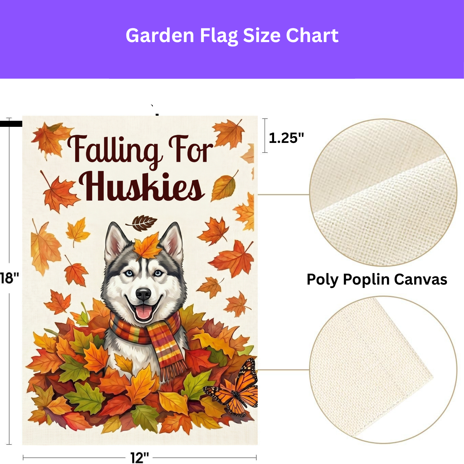 Falling for Huskies Siberian Husky Autumn Garden Flag