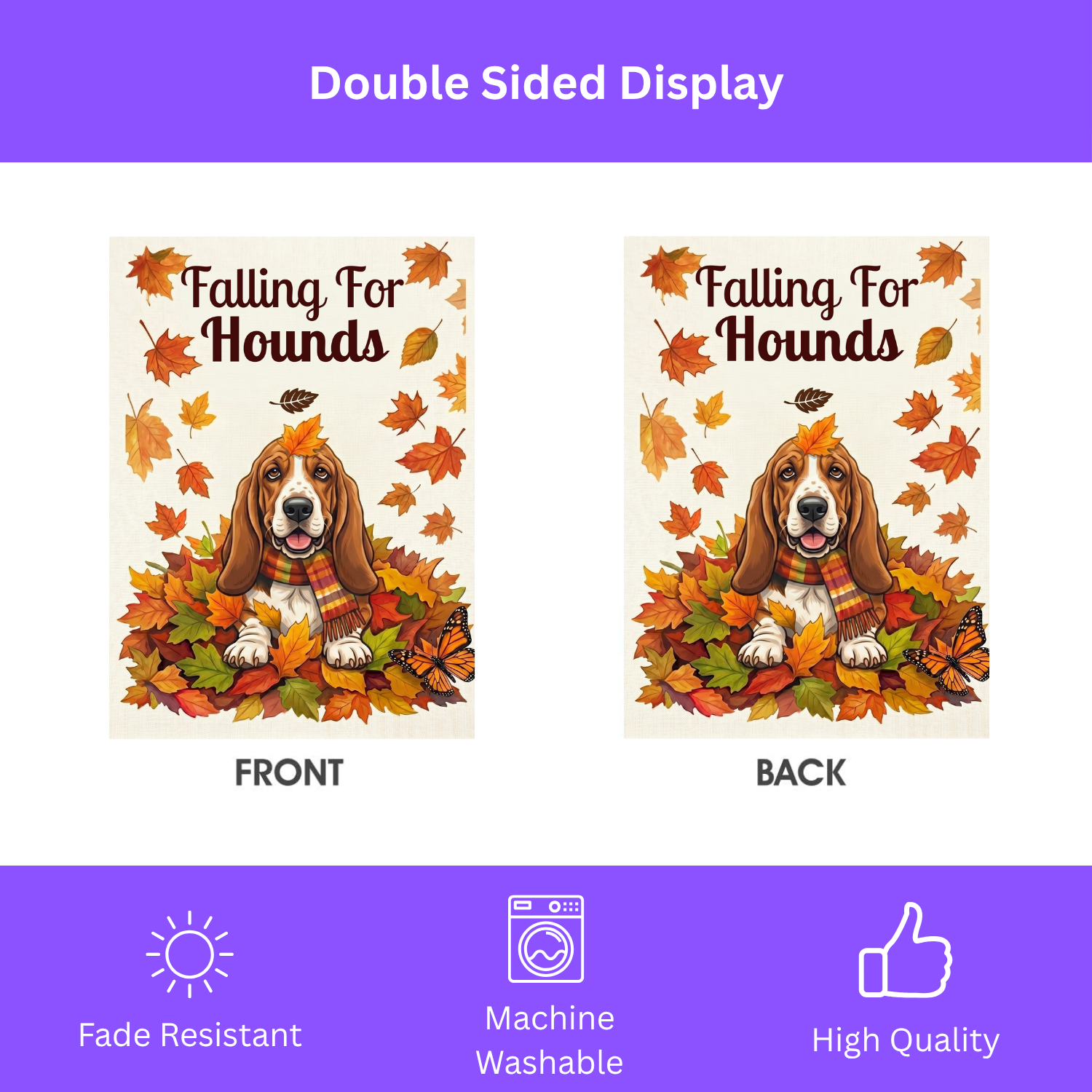 Falling for Hounds Basset Hound Autumn Garden Flag