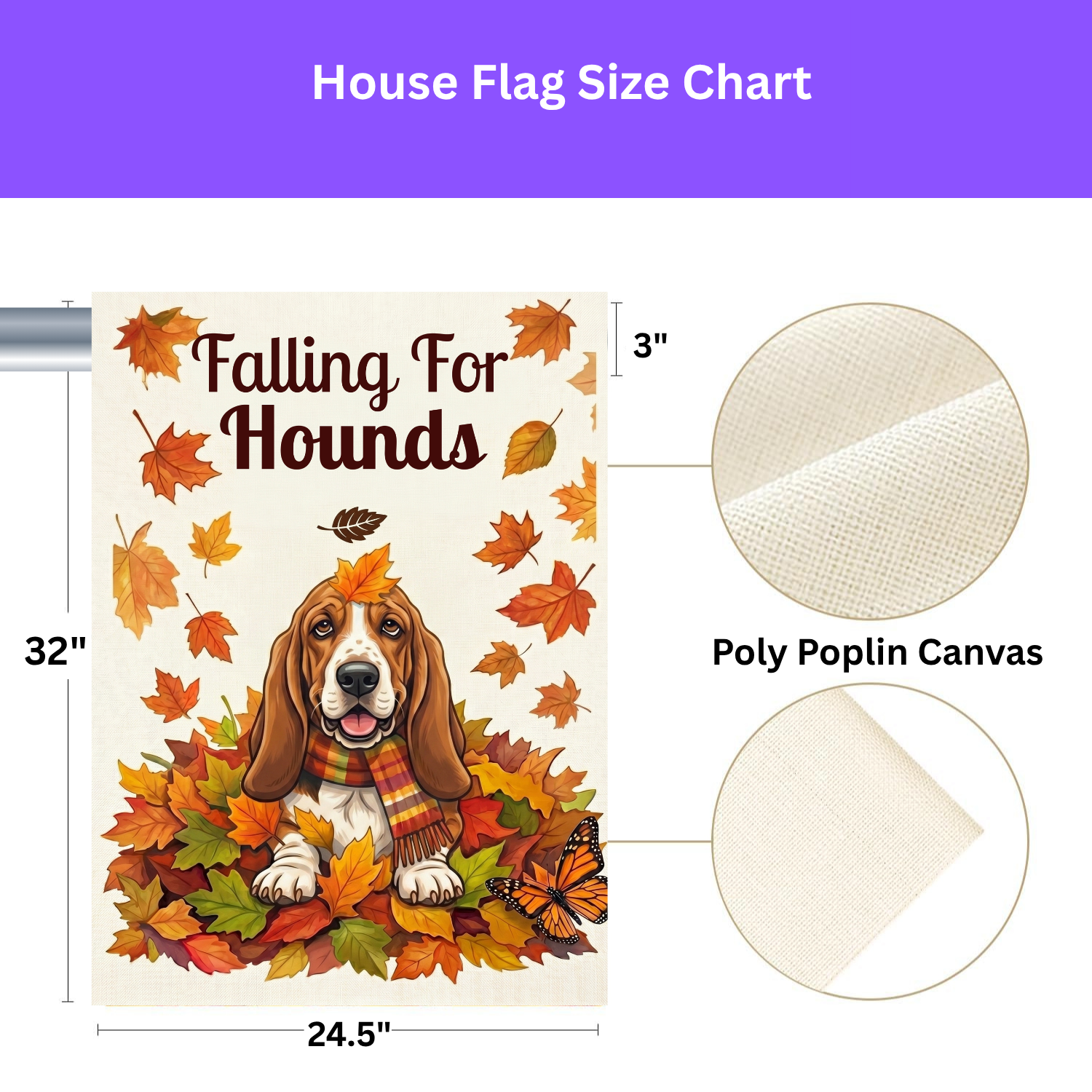 Falling for Hounds Basset Hound Autumn Garden Flag