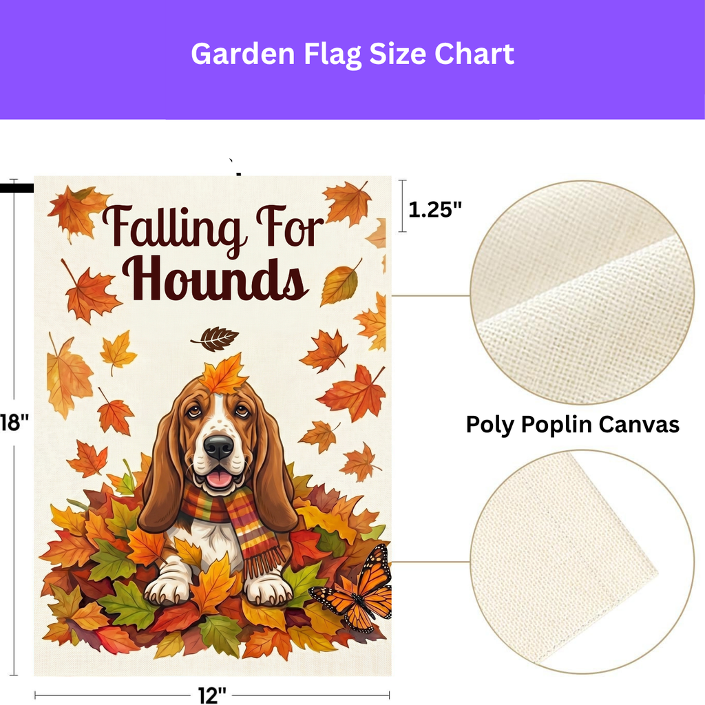Falling for Hounds Basset Hound Autumn Garden Flag