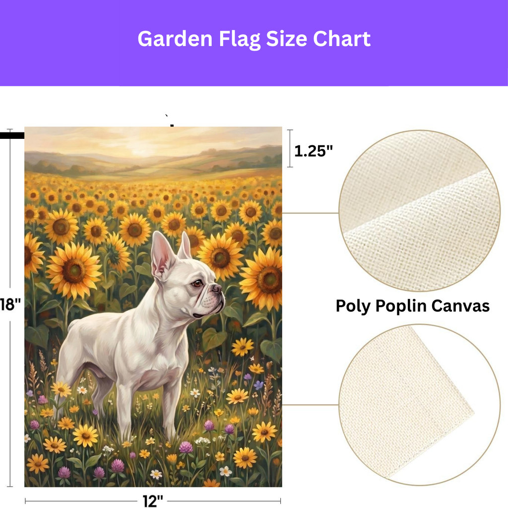 Sunflower Field White French Bulldog Garden Flag