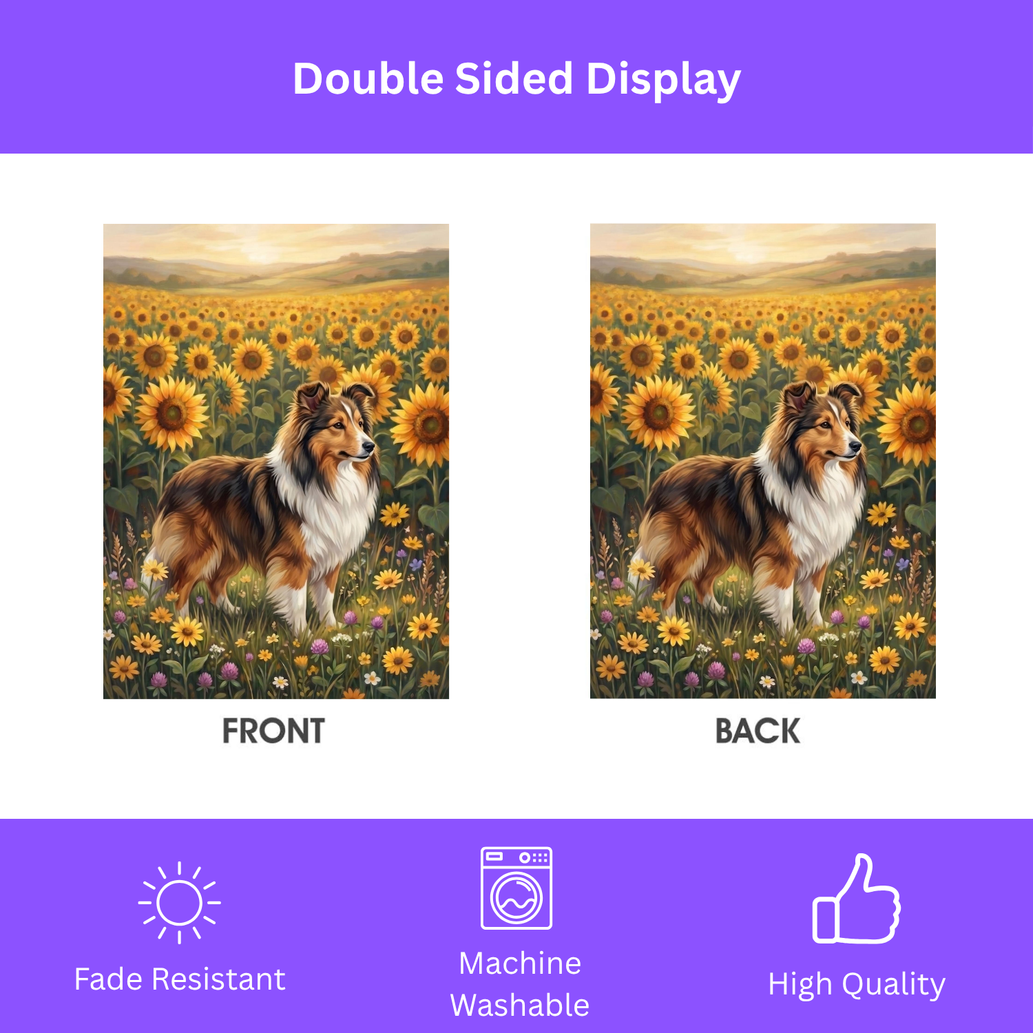 Sunflower Field Sheltie Garden Flag