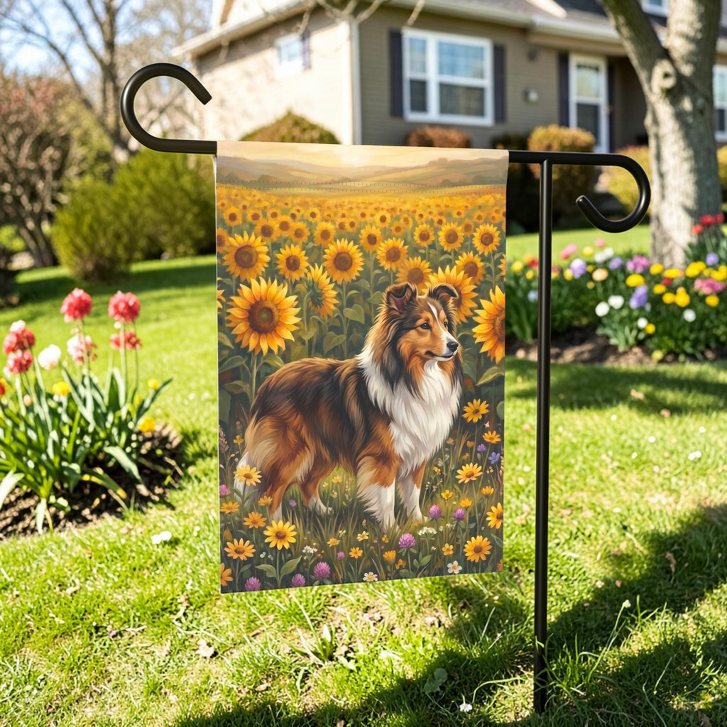 Sunflower Field Sheltie Garden Flag