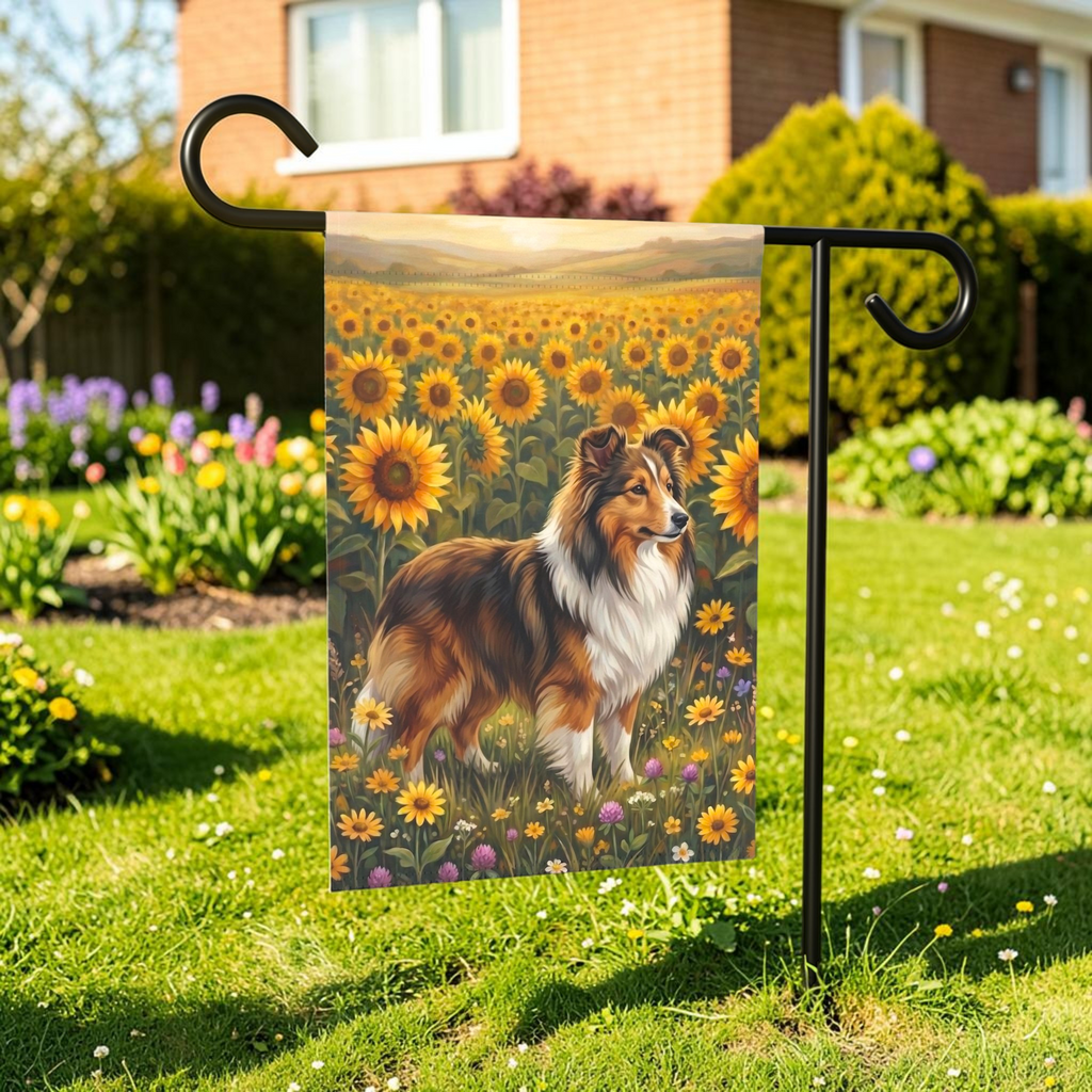 Sunflower Field Sheltie Garden Flag