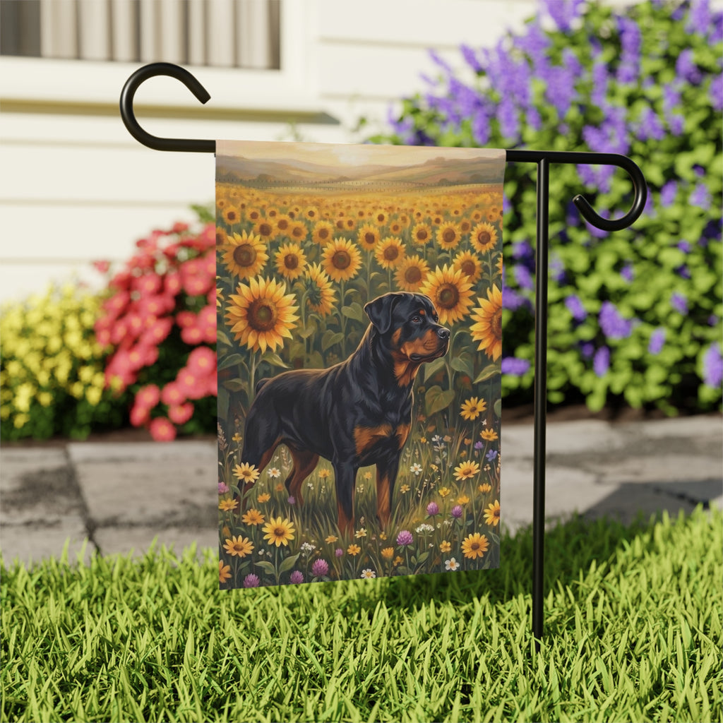 Sunflower Field Rottweiler Garden Flag