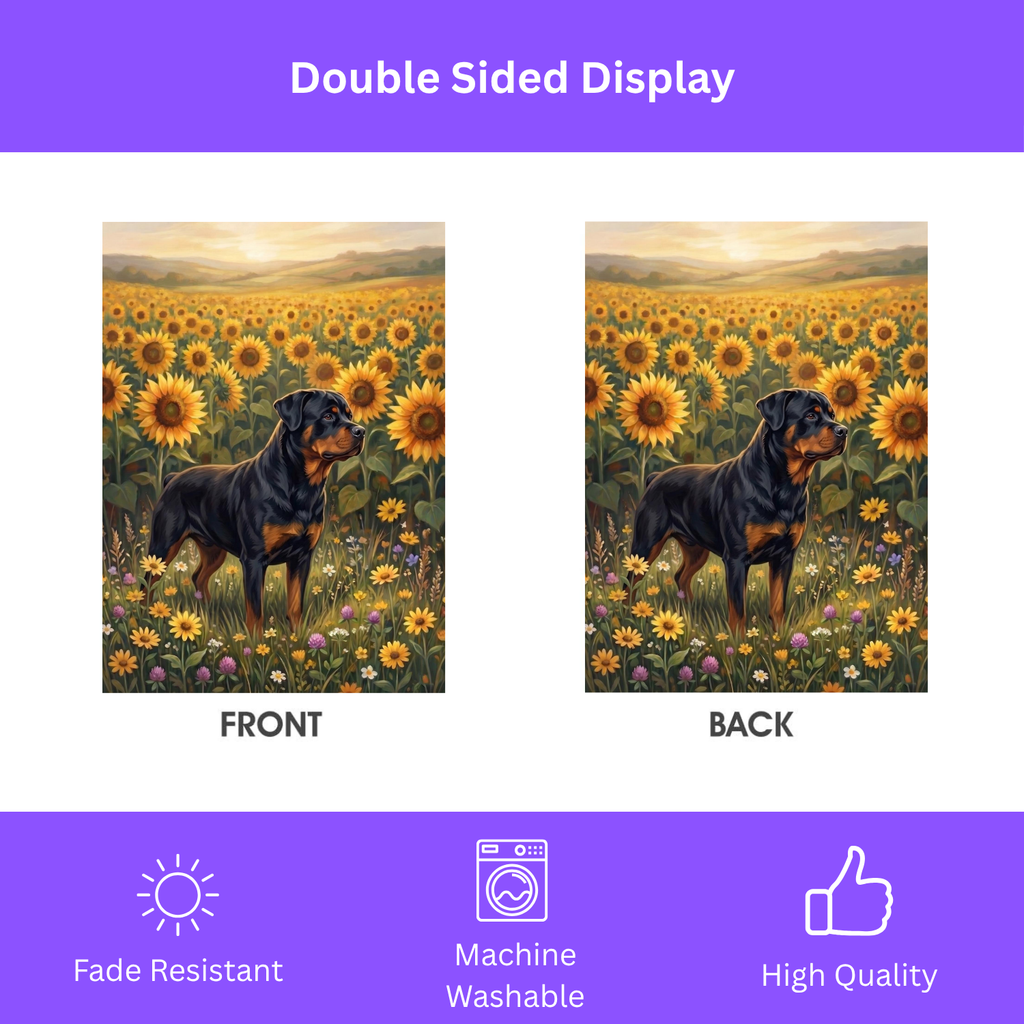 Sunflower Field Rottweiler Garden Flag