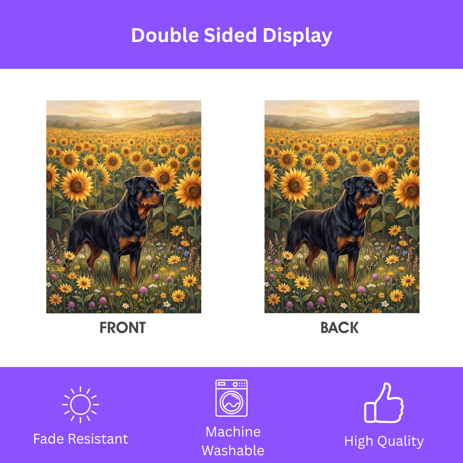 Sunflower Field Rottweiler Garden Flag