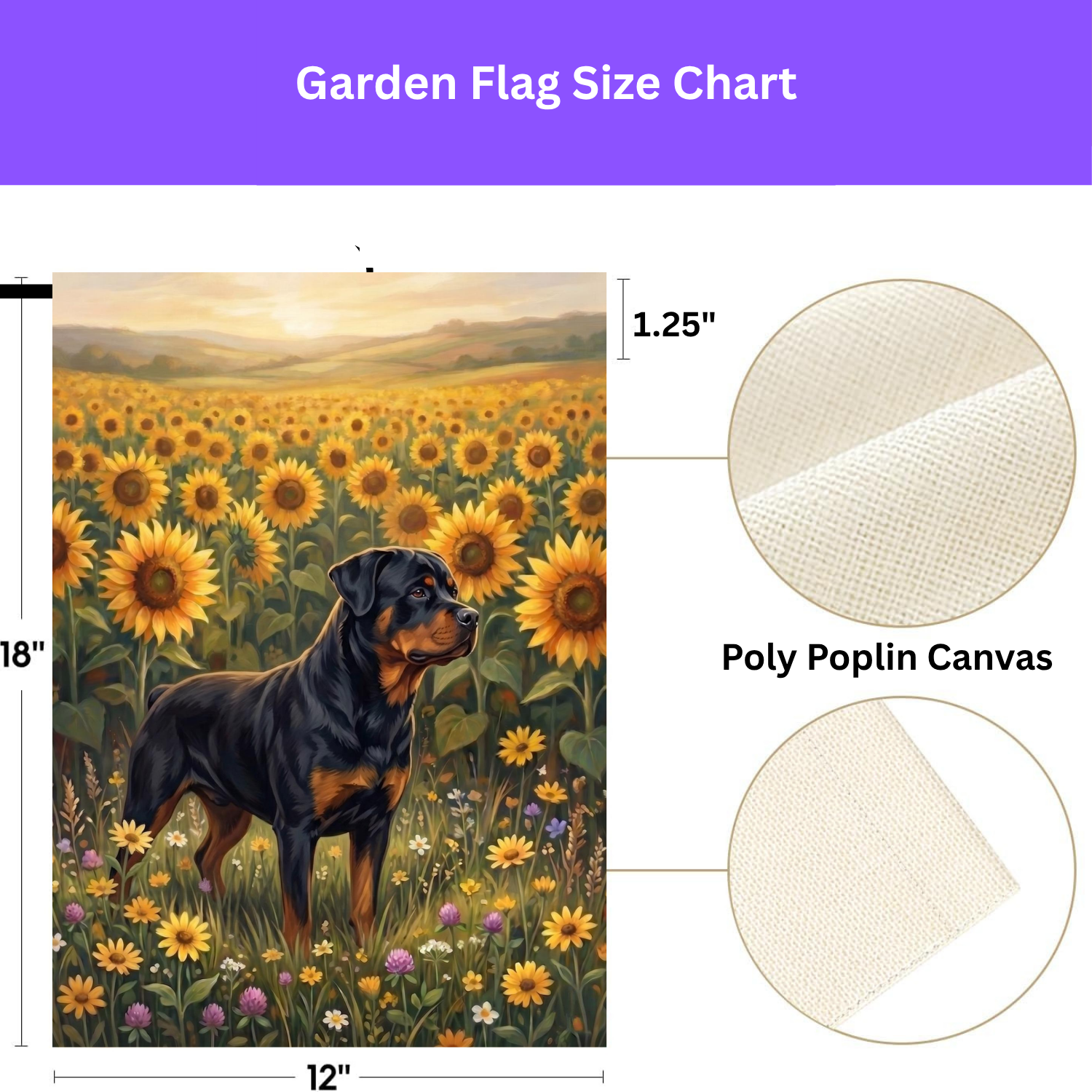 Sunflower Field Rottweiler Garden Flag