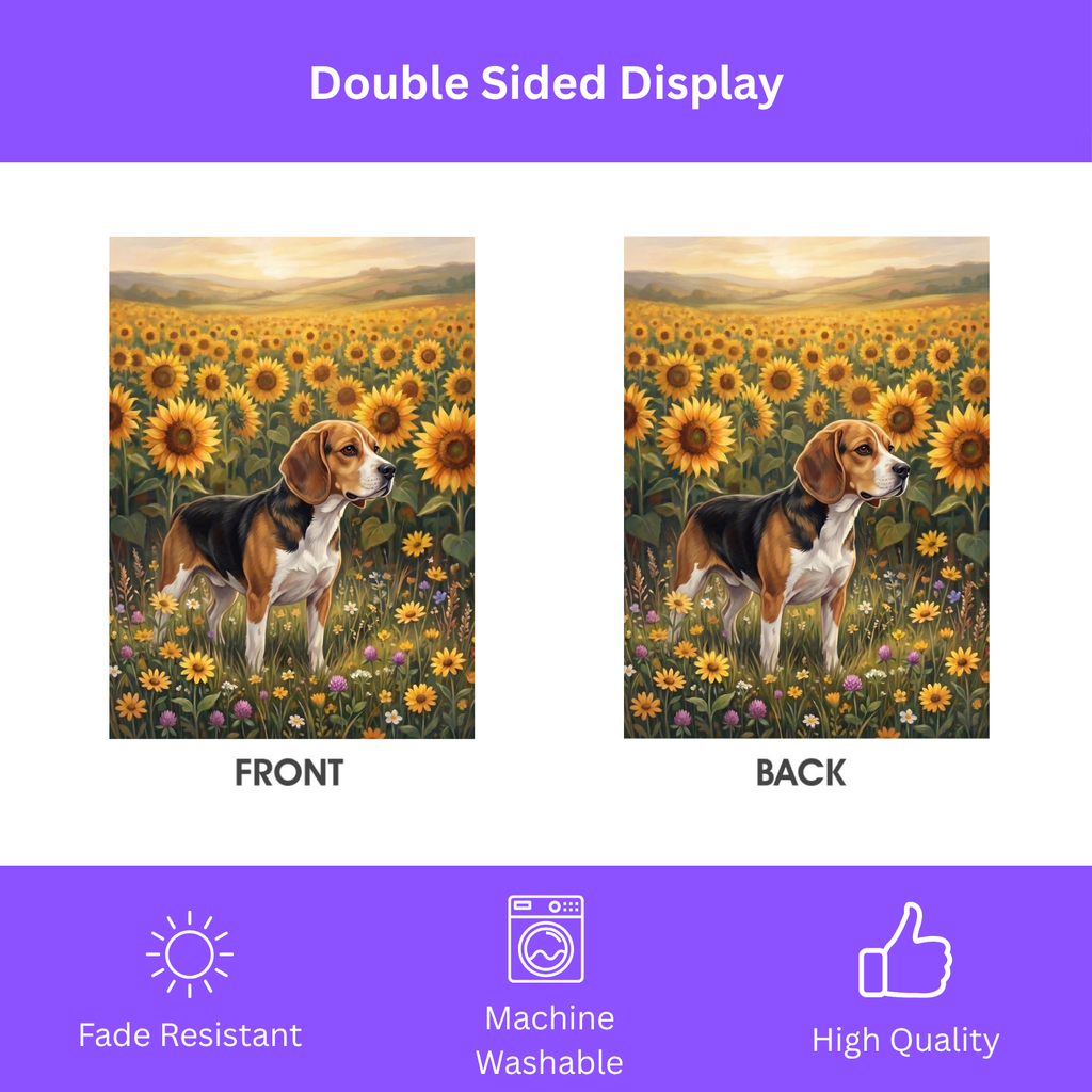 Sunflower Field Beagle Garden Flag