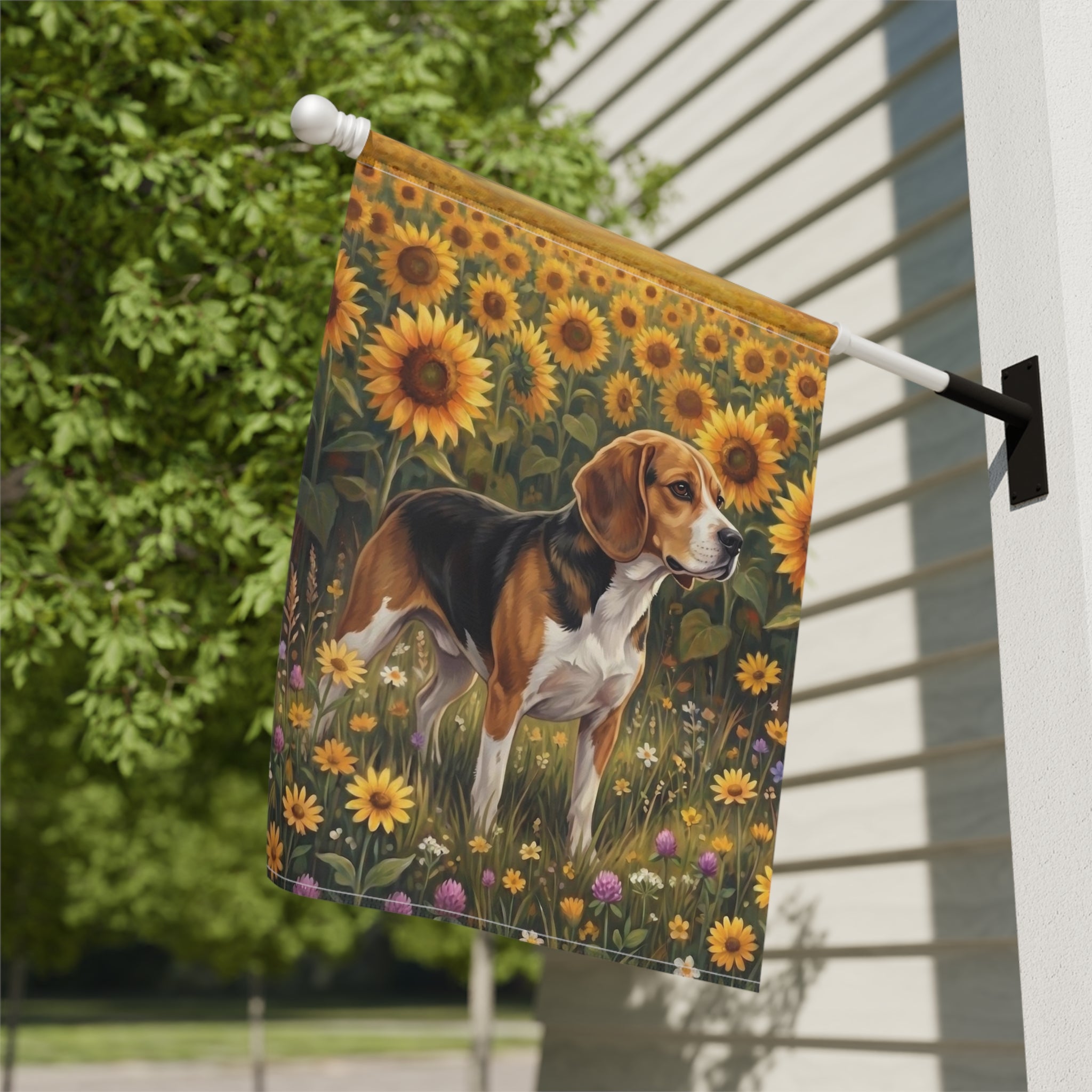Sunflower Field Beagle Garden Flag Double Sided 12x18 24x32 Outdoor