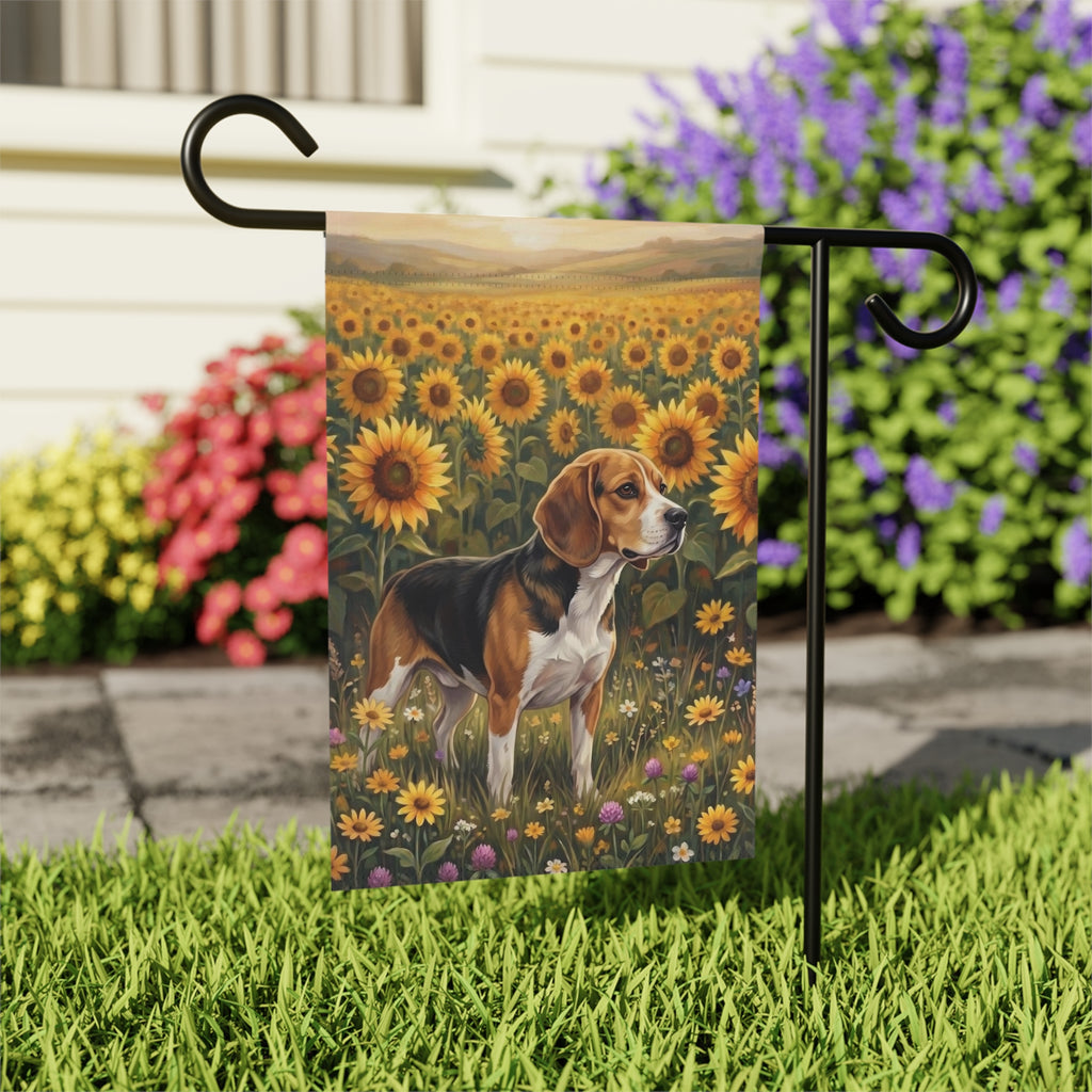 Sunflower Field Beagle Garden Flag