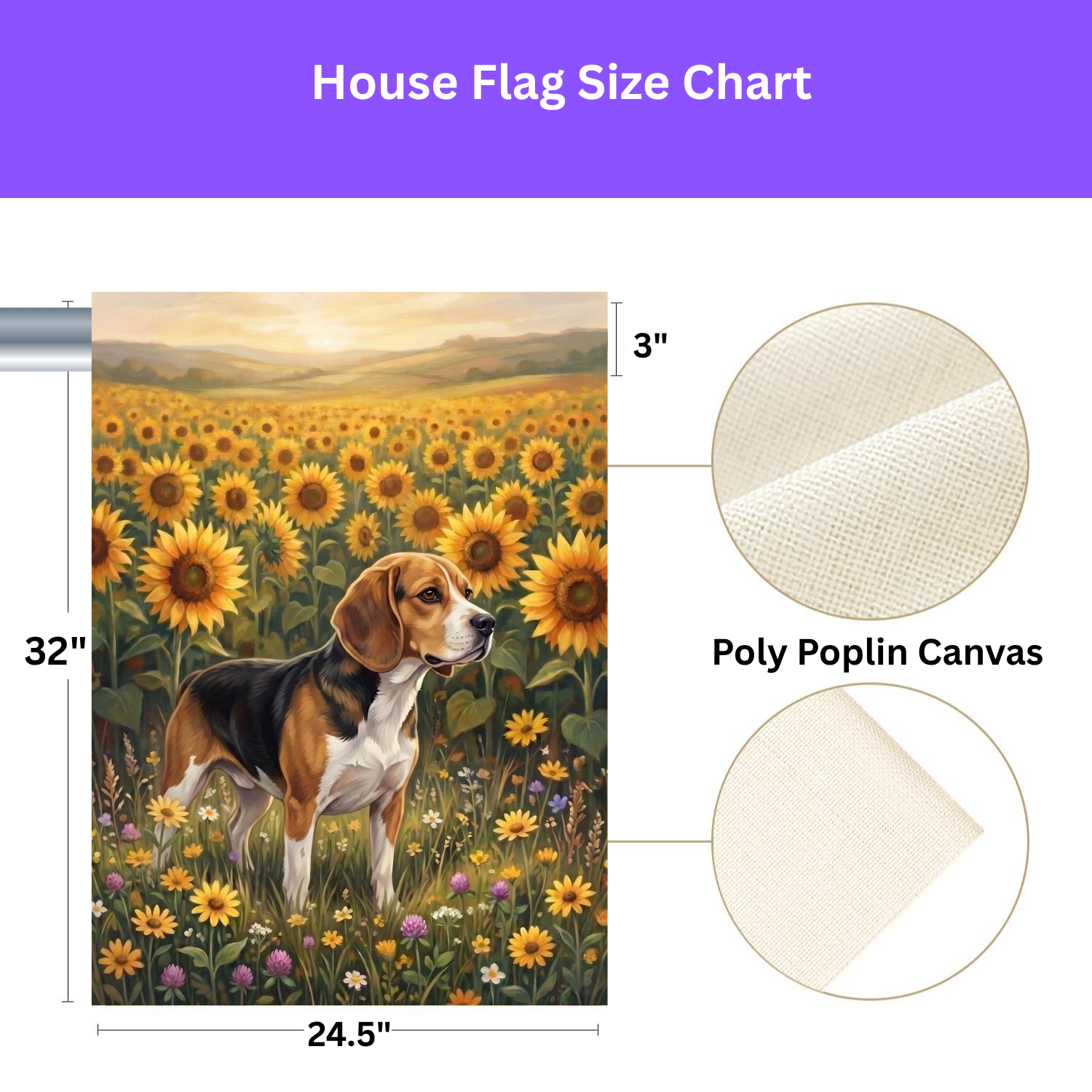 Sunflower Field Beagle Garden Flag