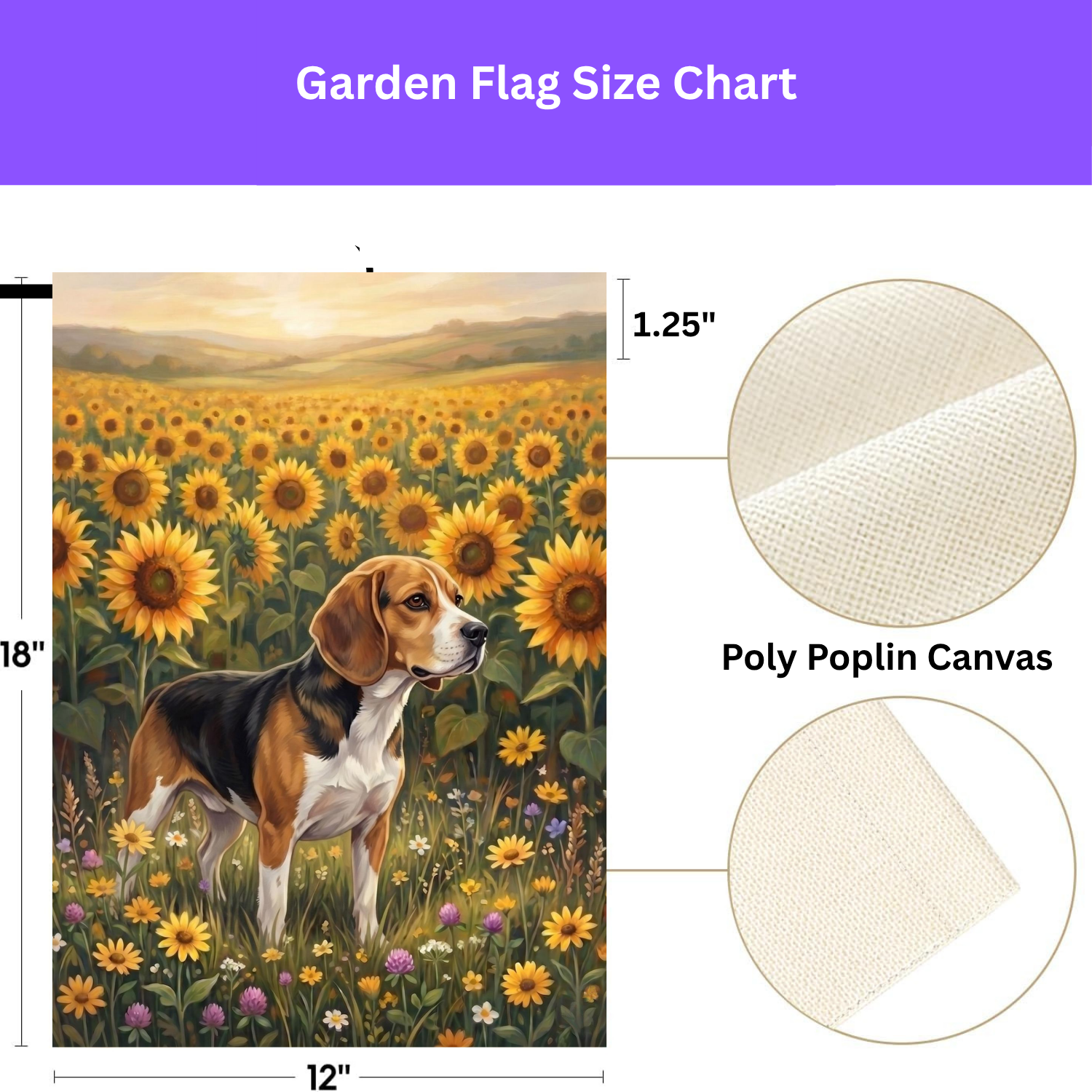 Sunflower Field Beagle Garden Flag