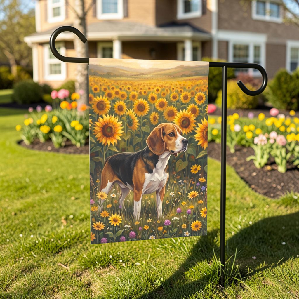 Sunflower Field Beagle Garden Flag