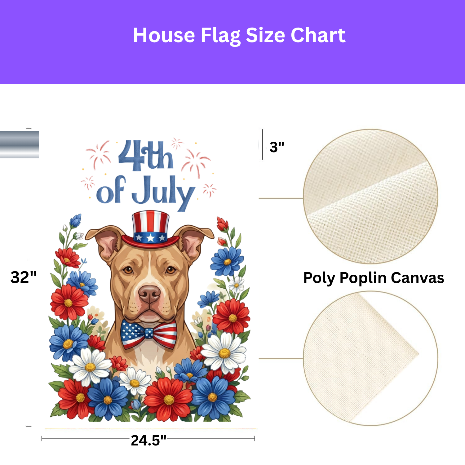 4th of July Fawn American Pitbull Terrier Garden Flag