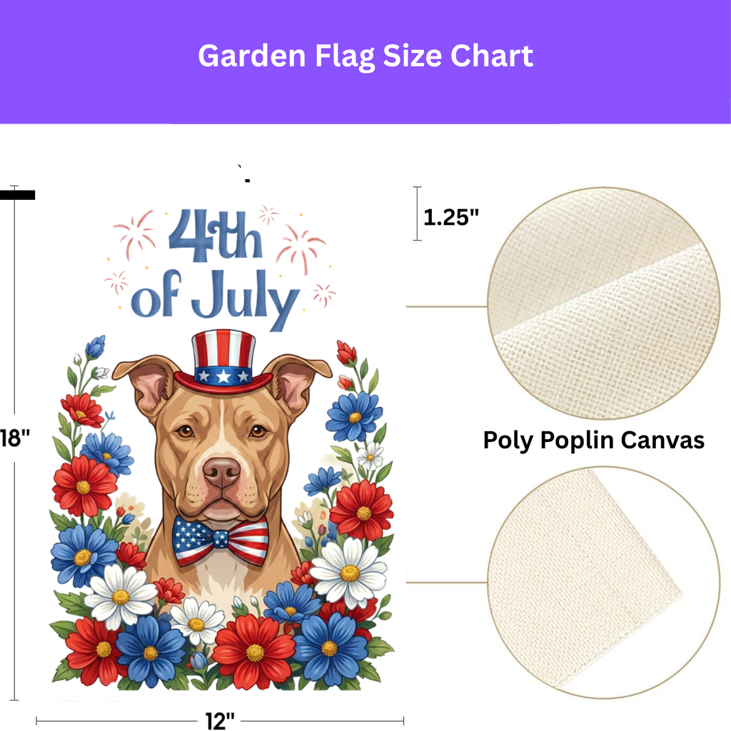 4th of July Fawn American Pitbull Terrier Garden Flag