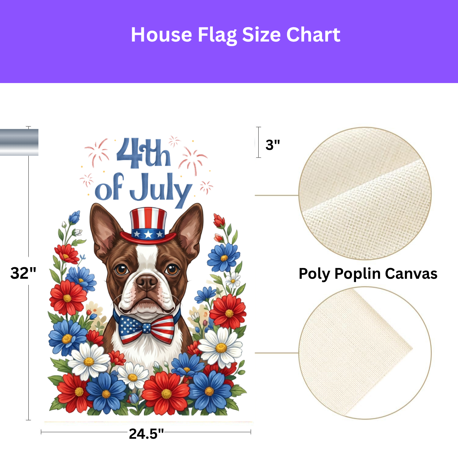 4th of July Liver and White Boston Terrier Garden Flag