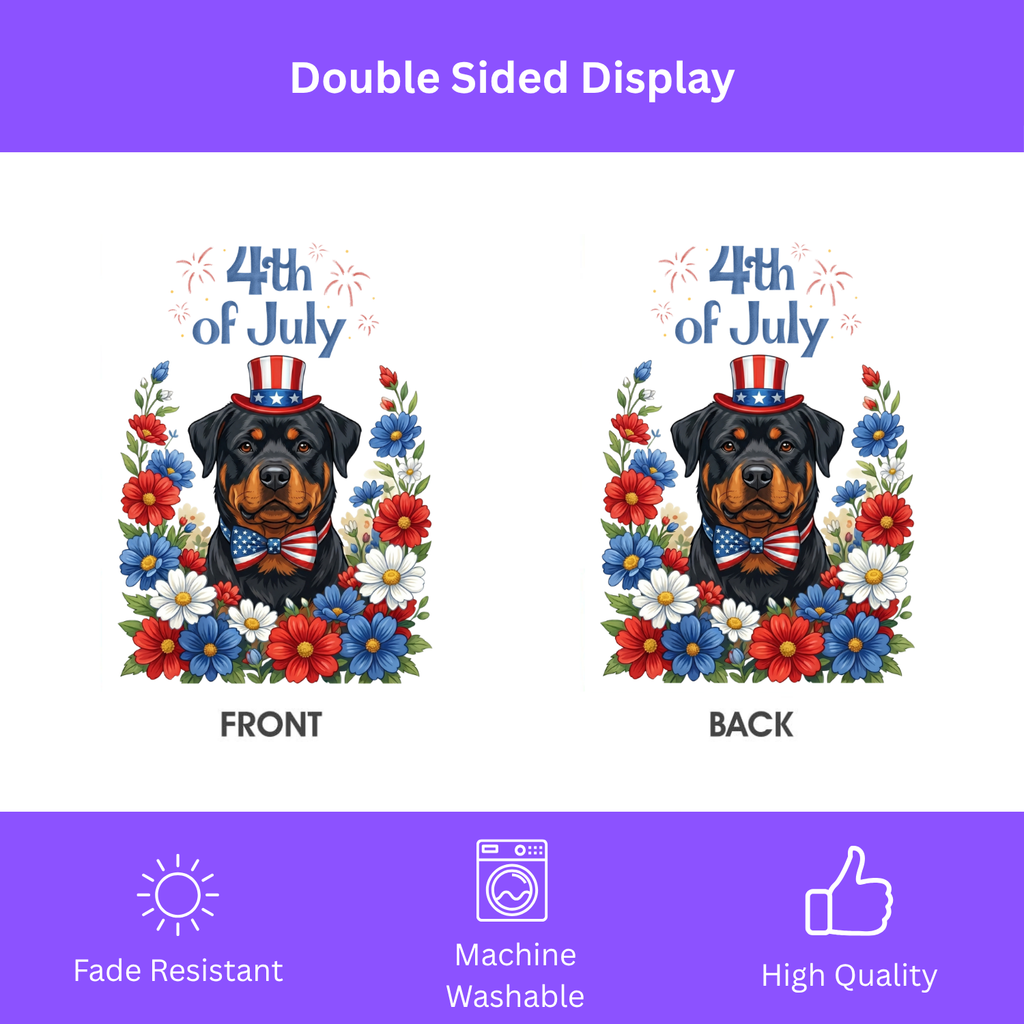 4th of July Rottweiler Garden Flag