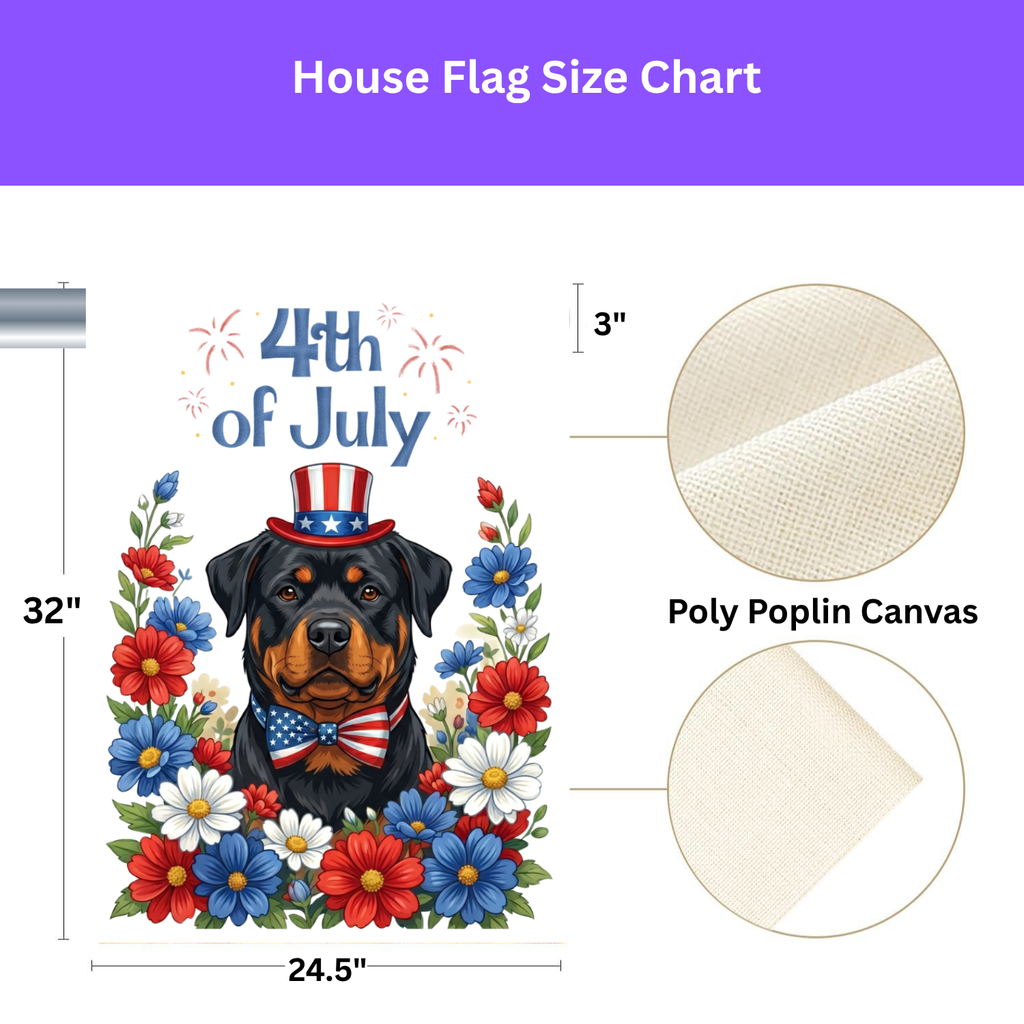 4th of July Rottweiler Garden Flag