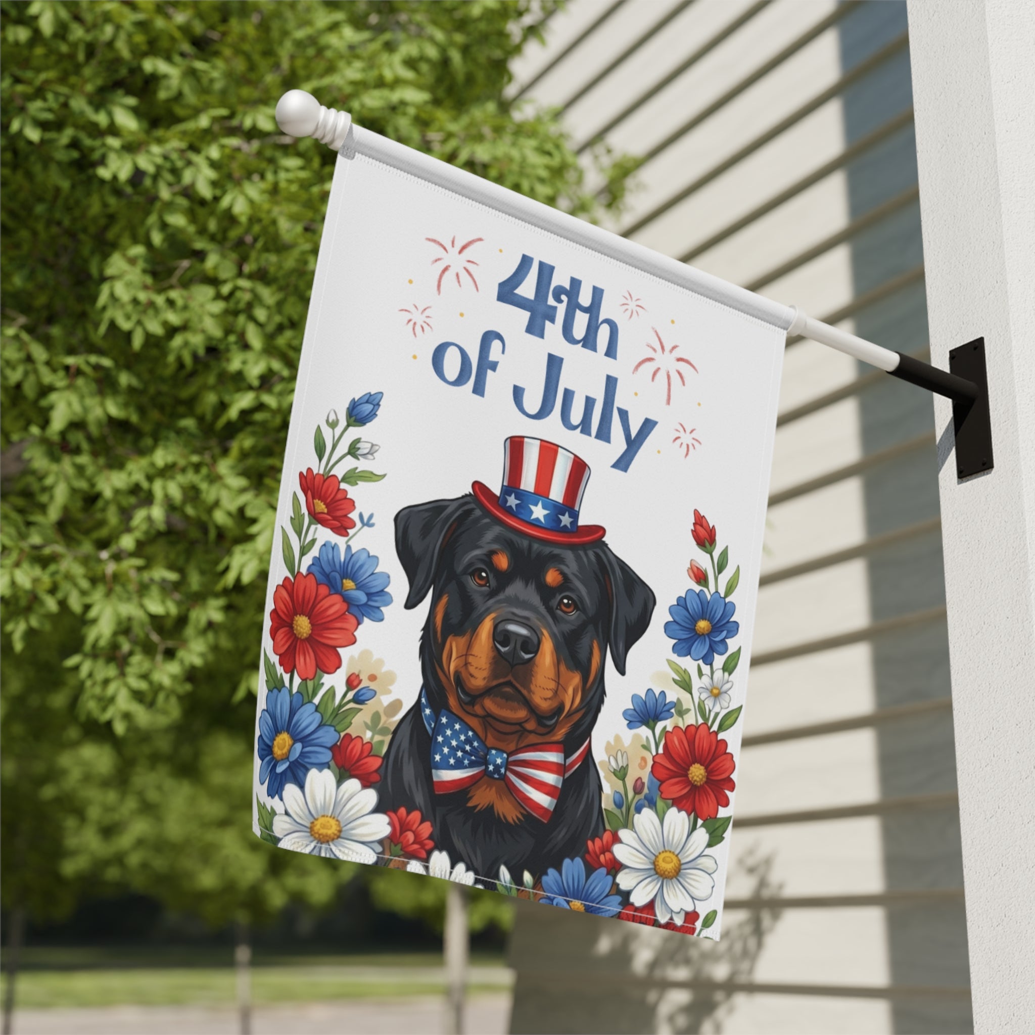 4th of July Rottweiler Garden Flag