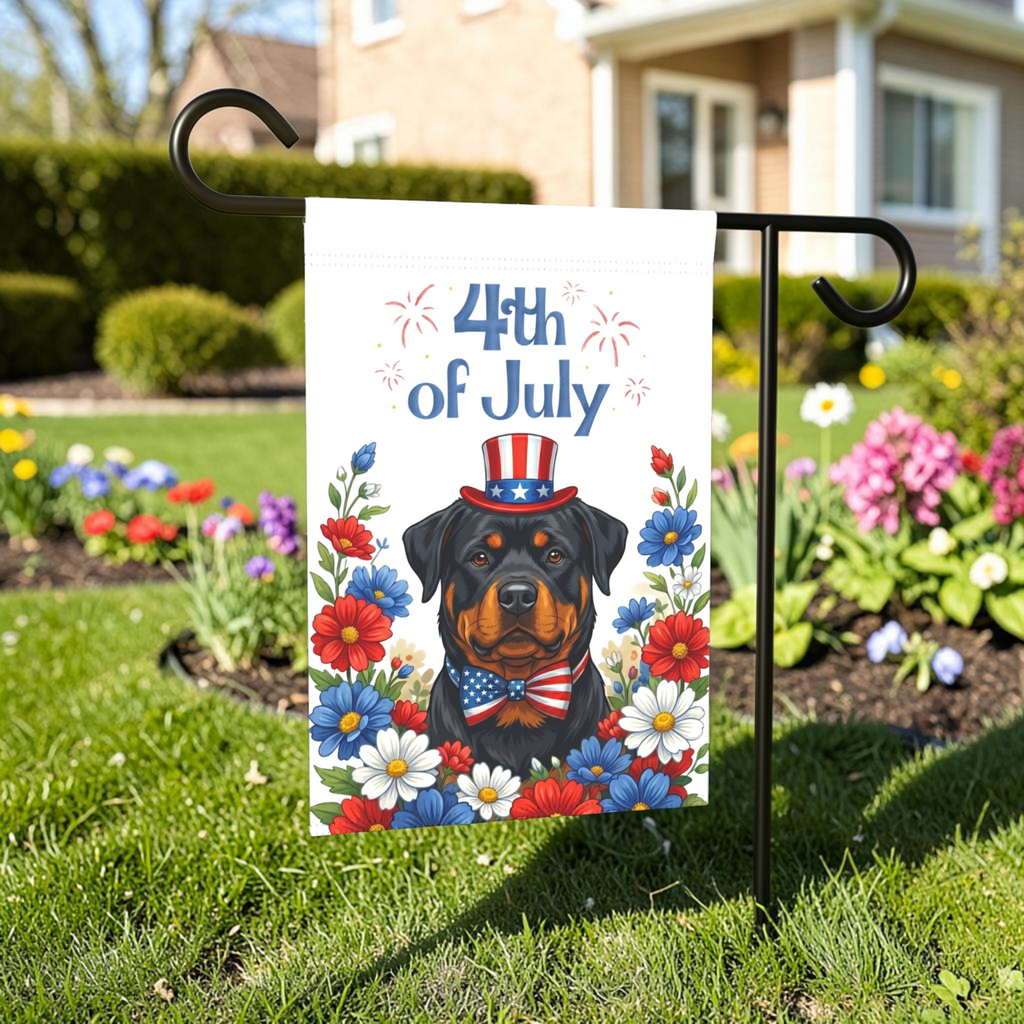 4th of July Rottweiler Garden Flag
