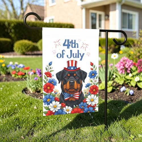 4th of July Rottweiler Garden Flag