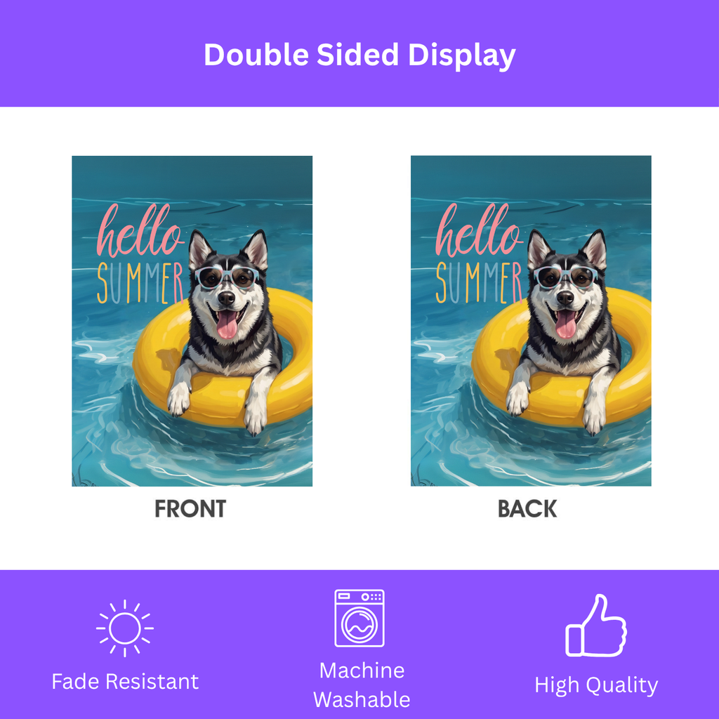 Hello Summer Alaskan Klee Kai Garden Flag