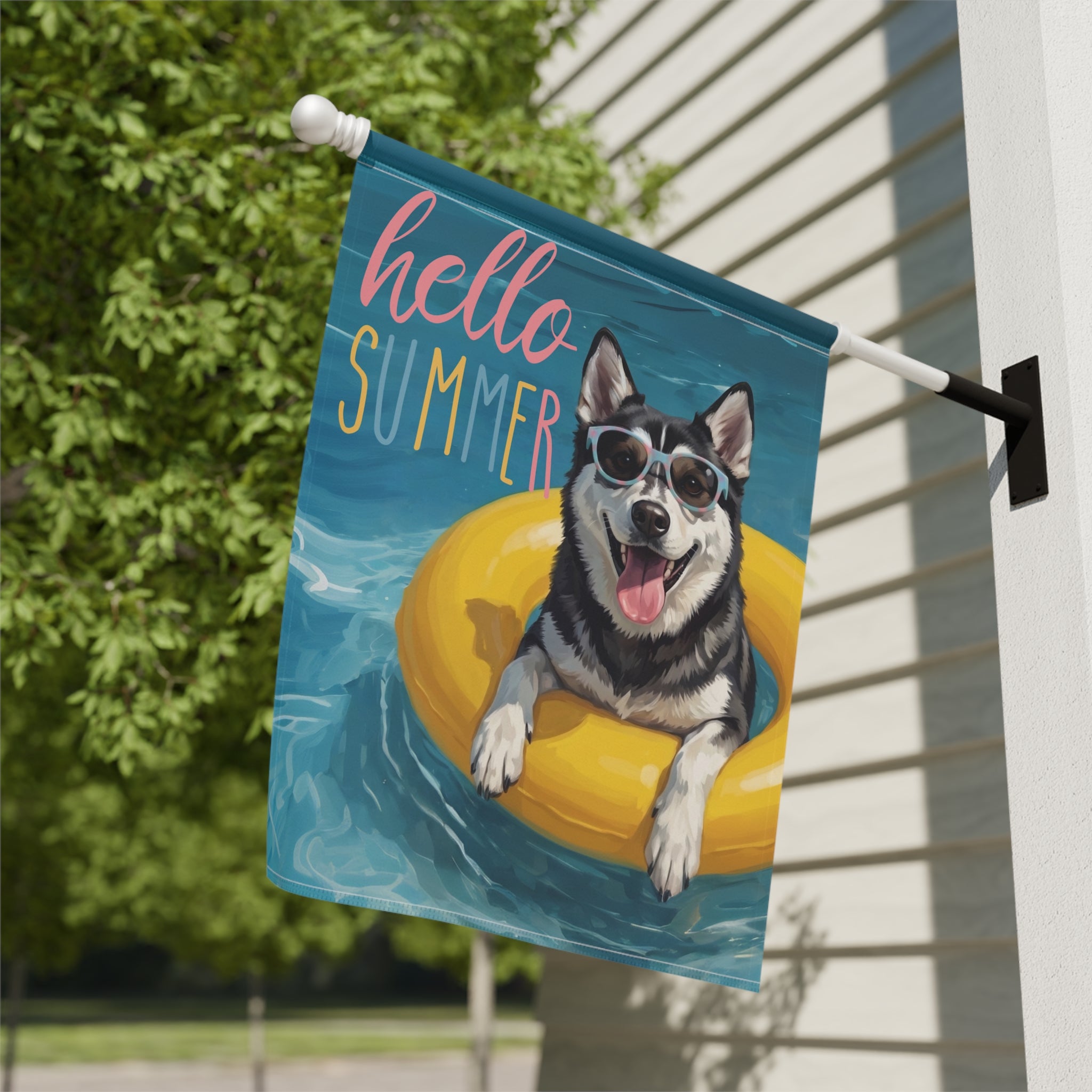 Hello Summer Alaskan Klee Kai Garden Flag