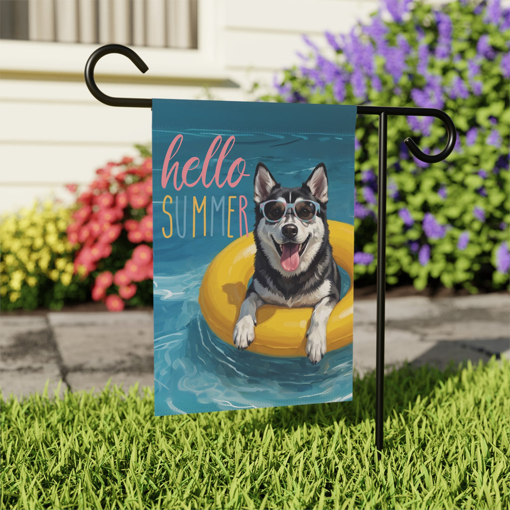 Hello Summer Alaskan Klee Kai Garden Flag