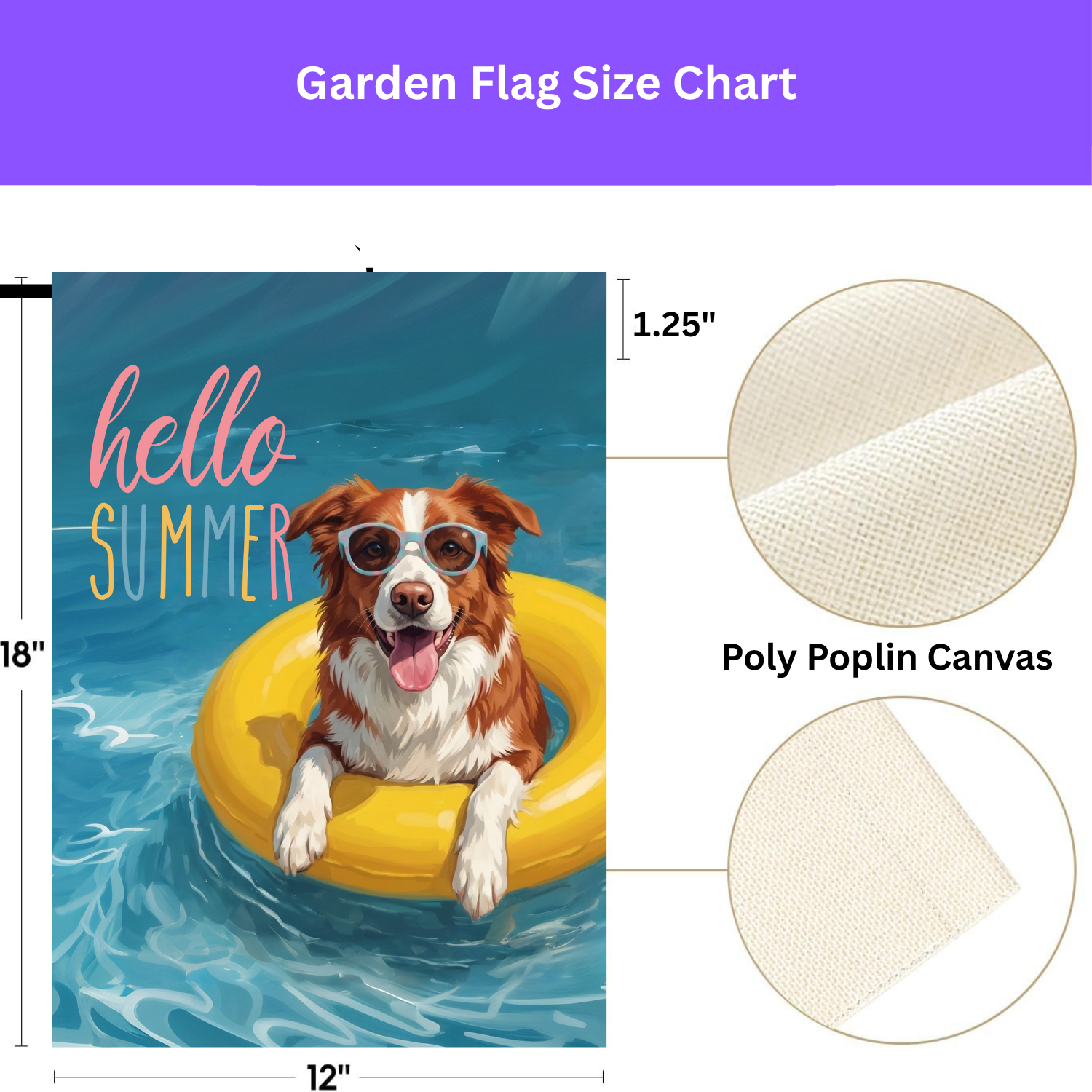 Hello Summer Red and White Border Collie Garden Flag
