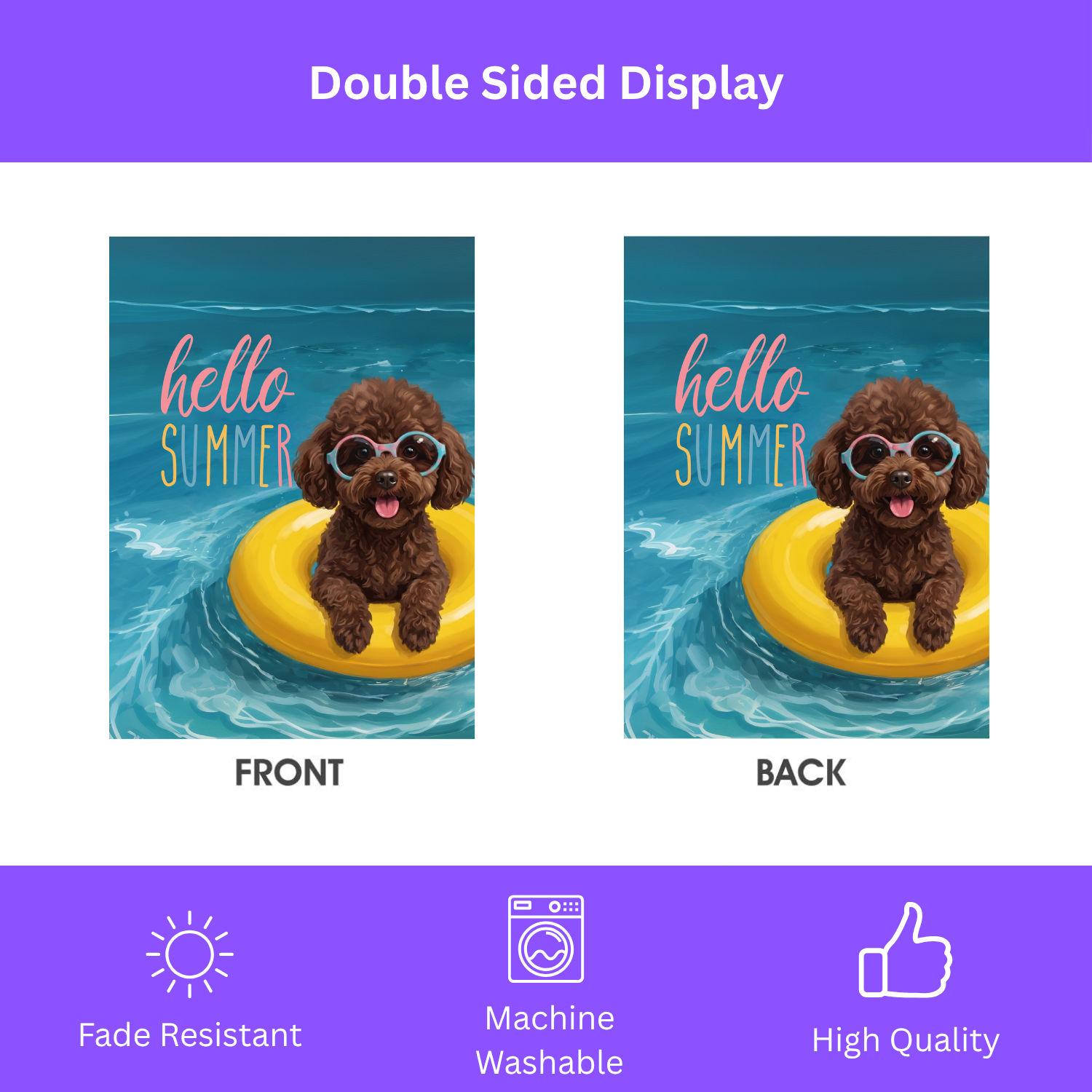 Hello Summer Chocolate Toy Poodle Garden Flag