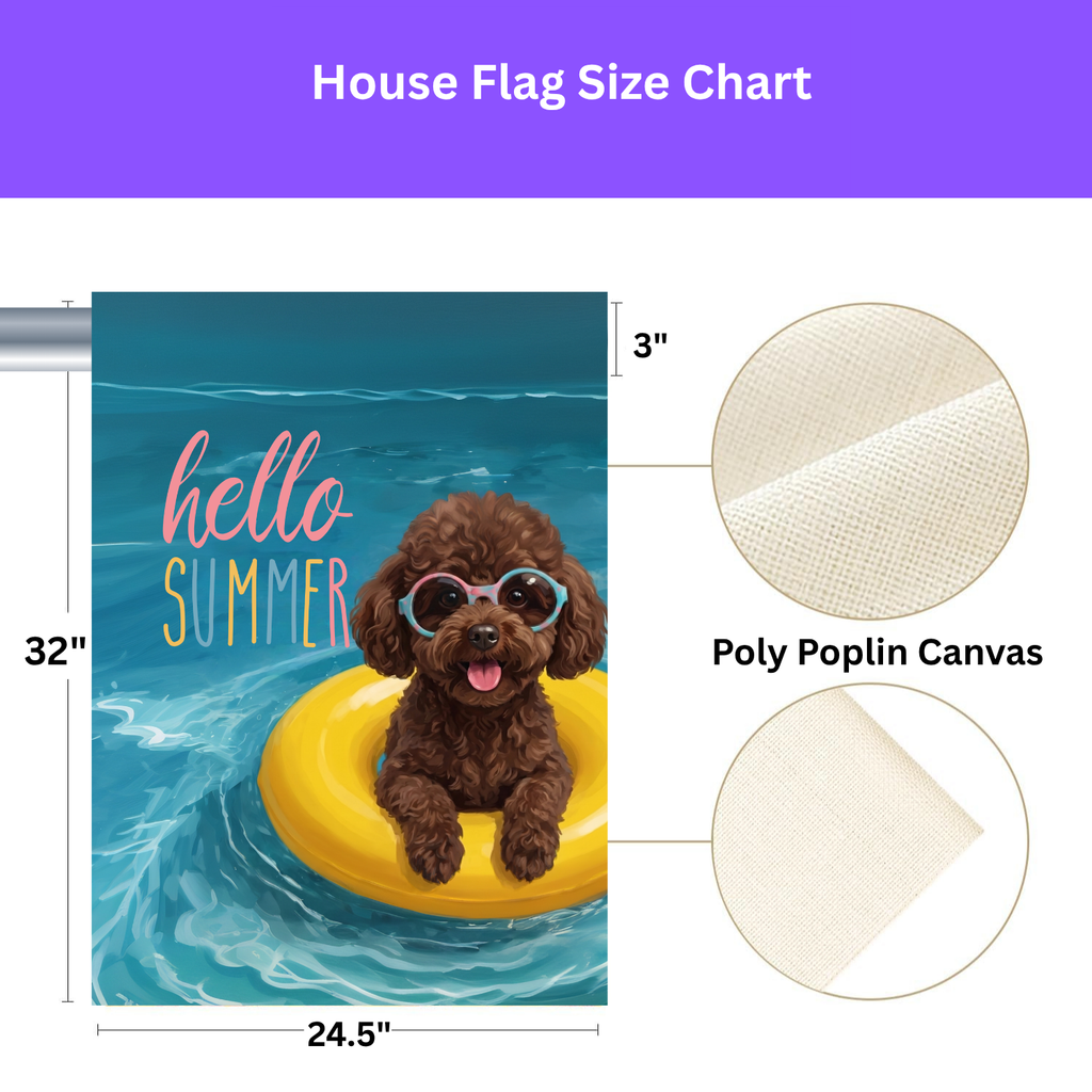 Hello Summer Chocolate Toy Poodle Garden Flag