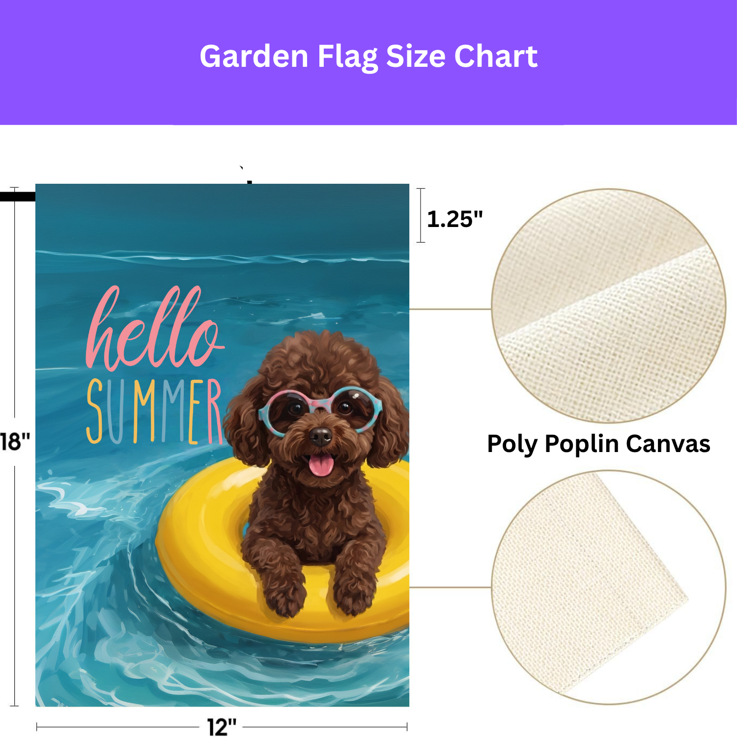 Hello Summer Chocolate Toy Poodle Garden Flag