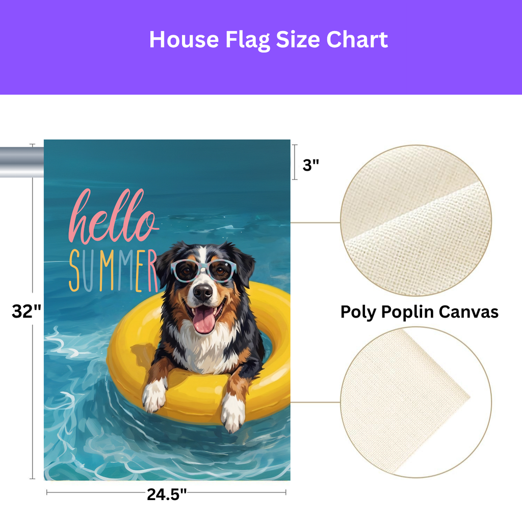 Hello Summer Australian Shepherd Garden Flag