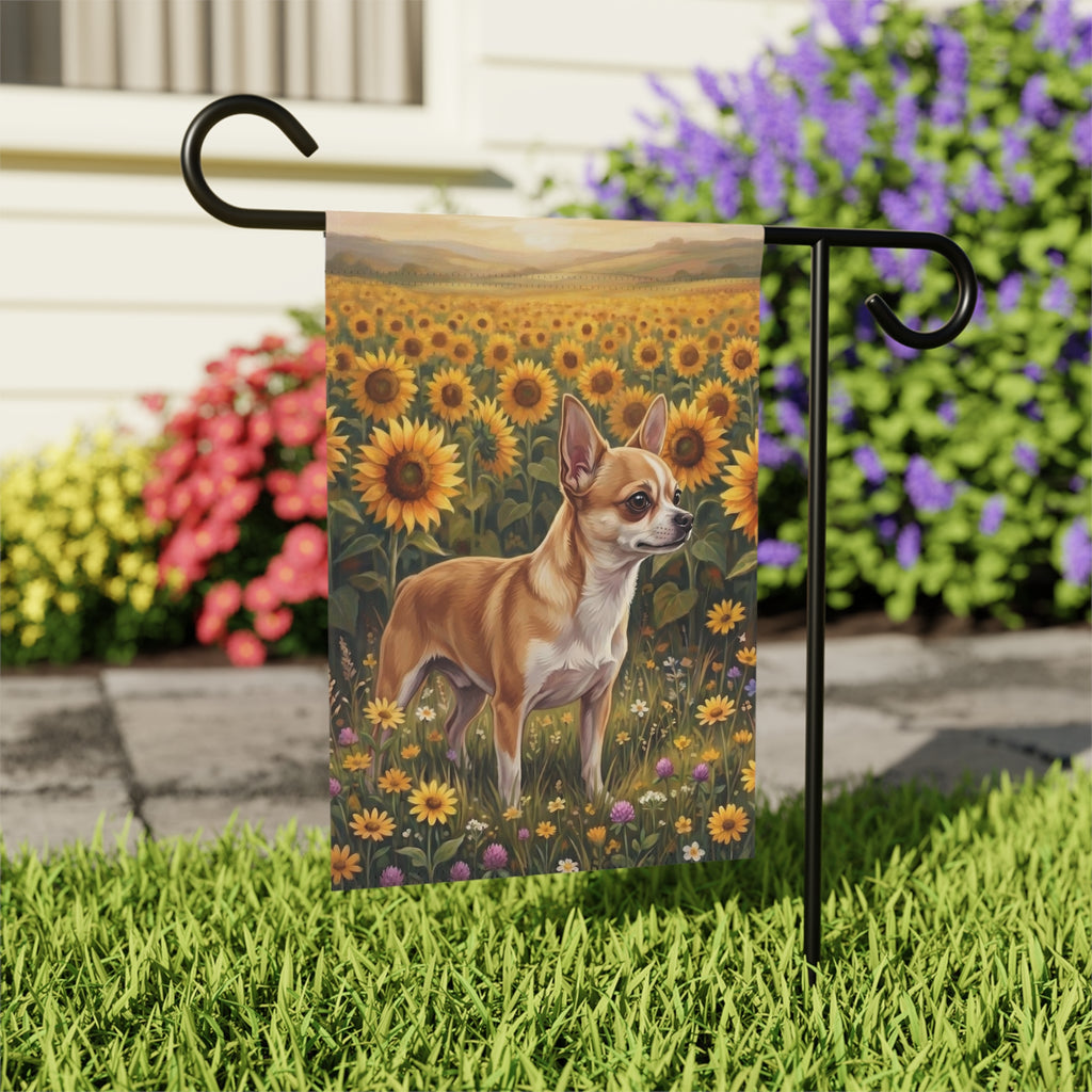 Sunflower Field Short Hair Chihuahua Garden Flag