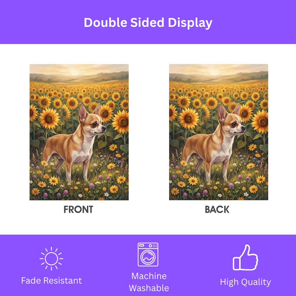 Sunflower Field Short Hair Chihuahua Garden Flag