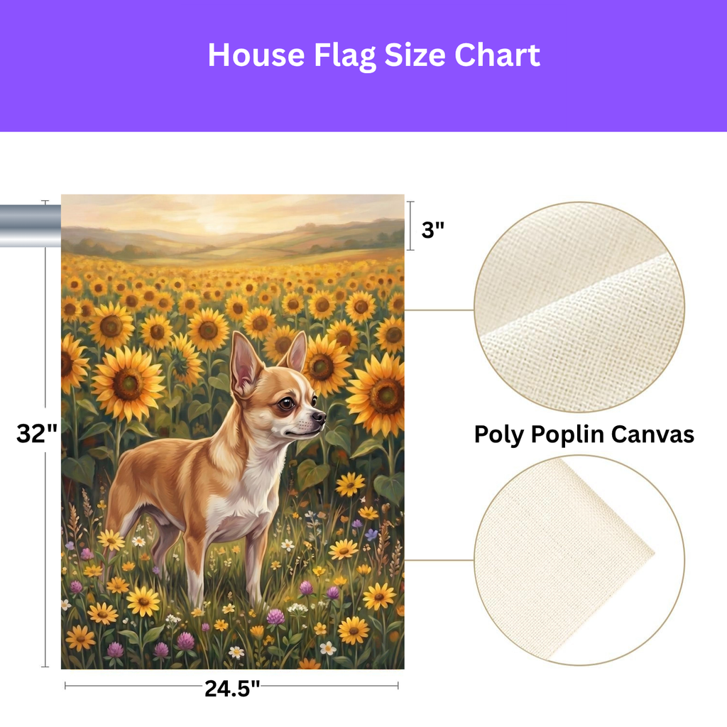 Sunflower Field Short Hair Chihuahua Garden Flag