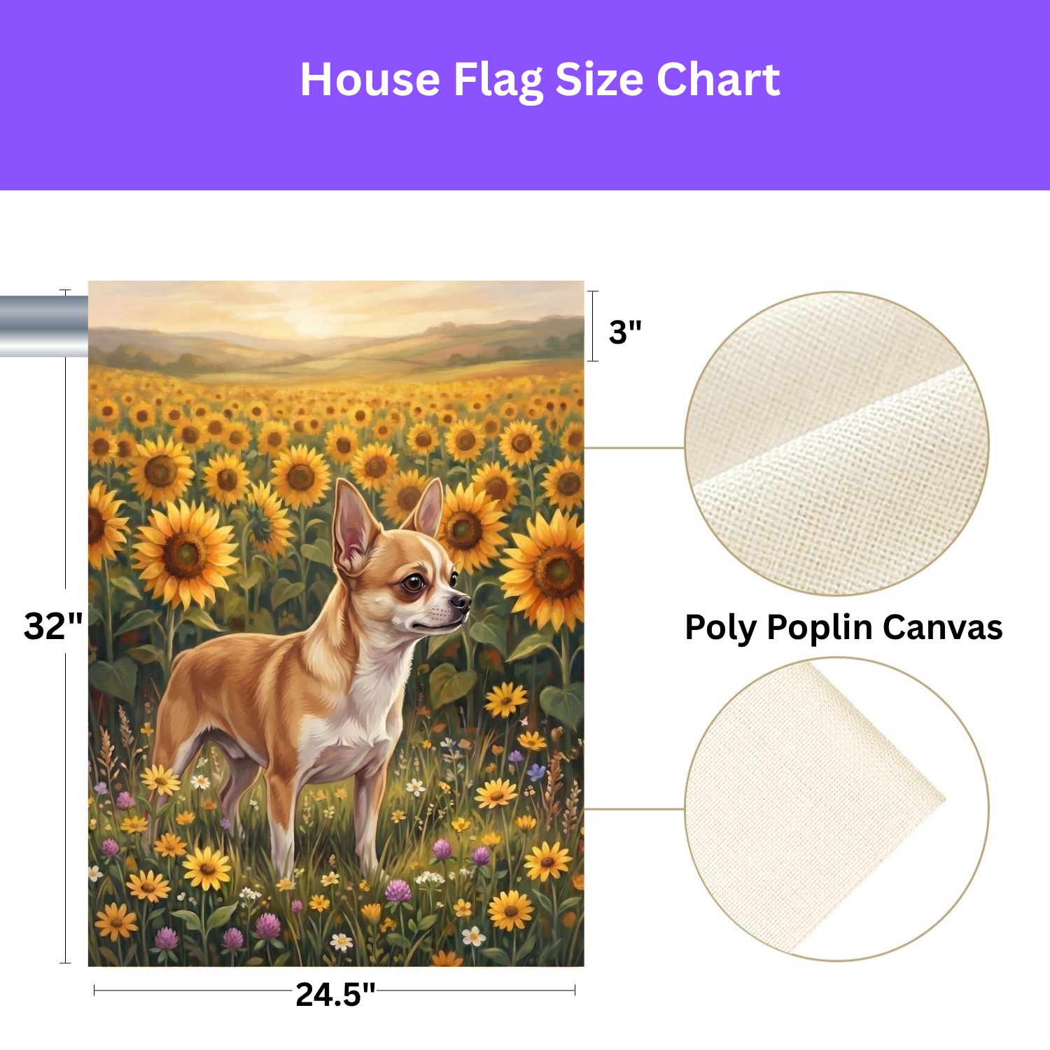 Sunflower Field Short Hair Chihuahua Garden Flag