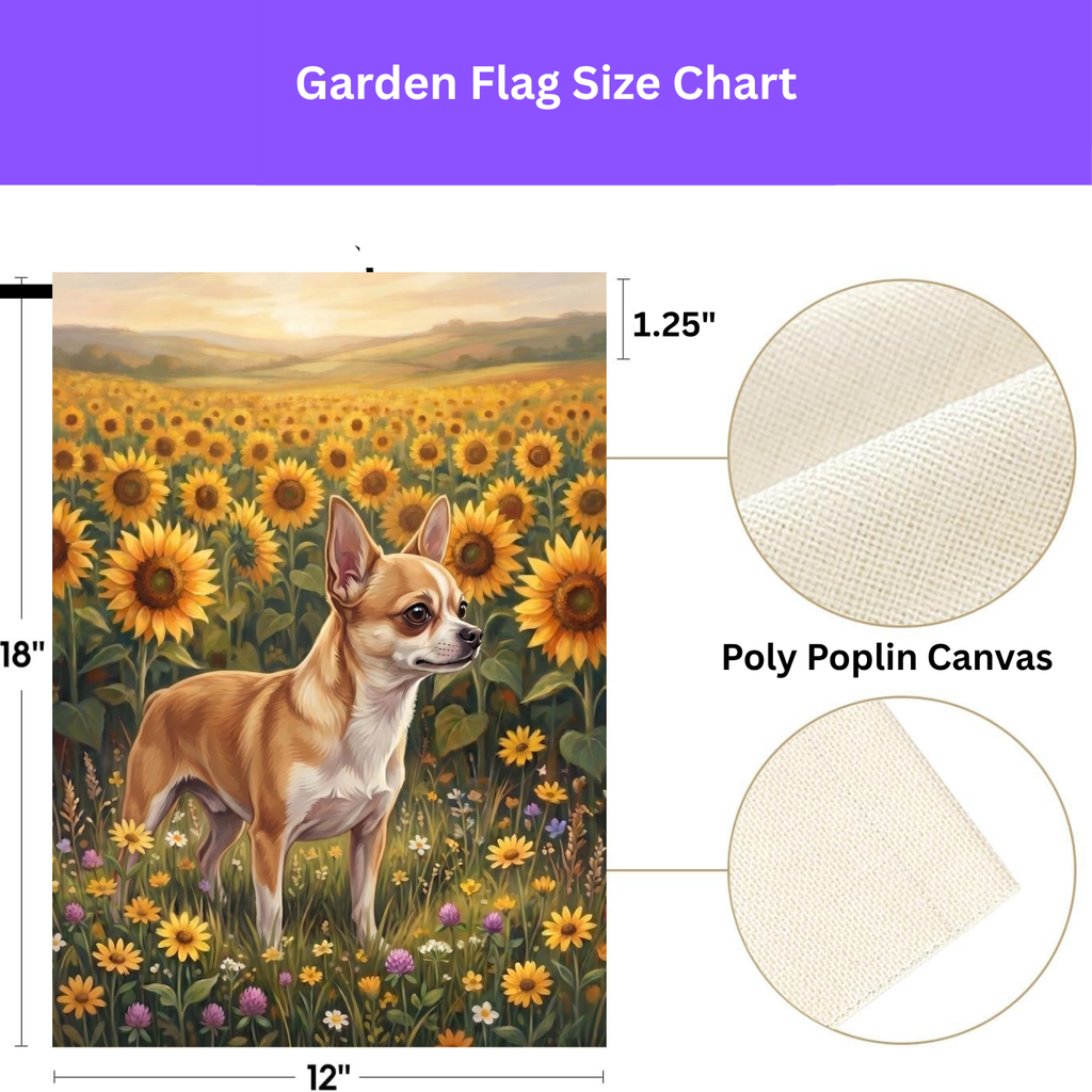 Sunflower Field Short Hair Chihuahua Garden Flag