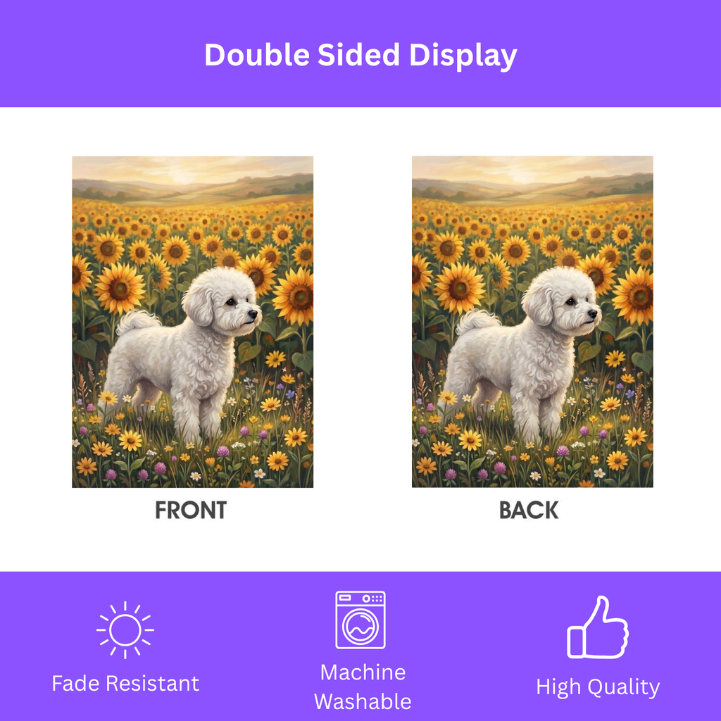 Sunflower Field White Bichon Frise Garden Flag