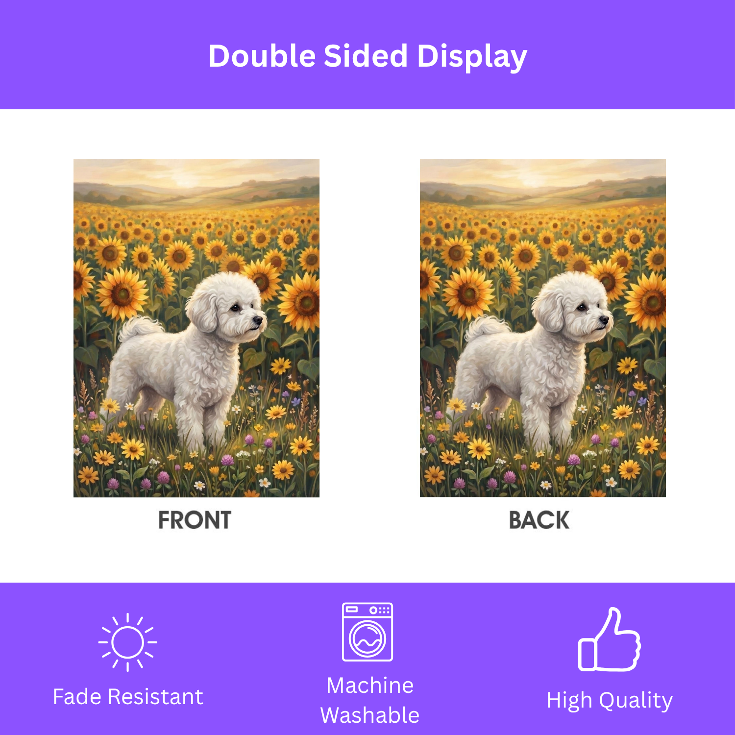 Sunflower Field White Bichon Frise Garden Flag